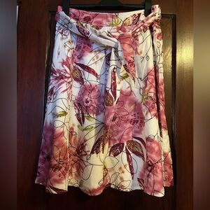 Linea Domani Belted Cotton Floral Skirt - Size 12
